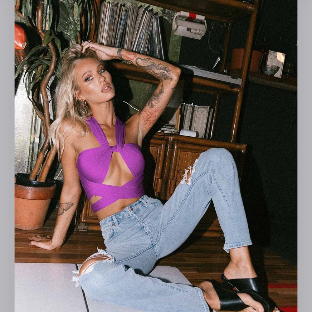 Princess Polly midnight crop top in purple never worn
